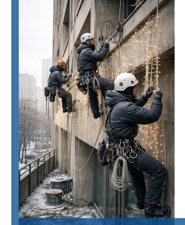 Монтаж новогодней иллюминации и украшение фасадов в Кронштадте