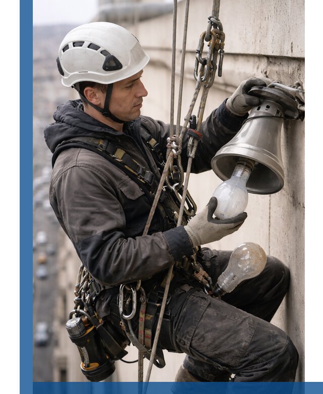 Замена ламп на высоте в Кронштадте профессионально и быстро