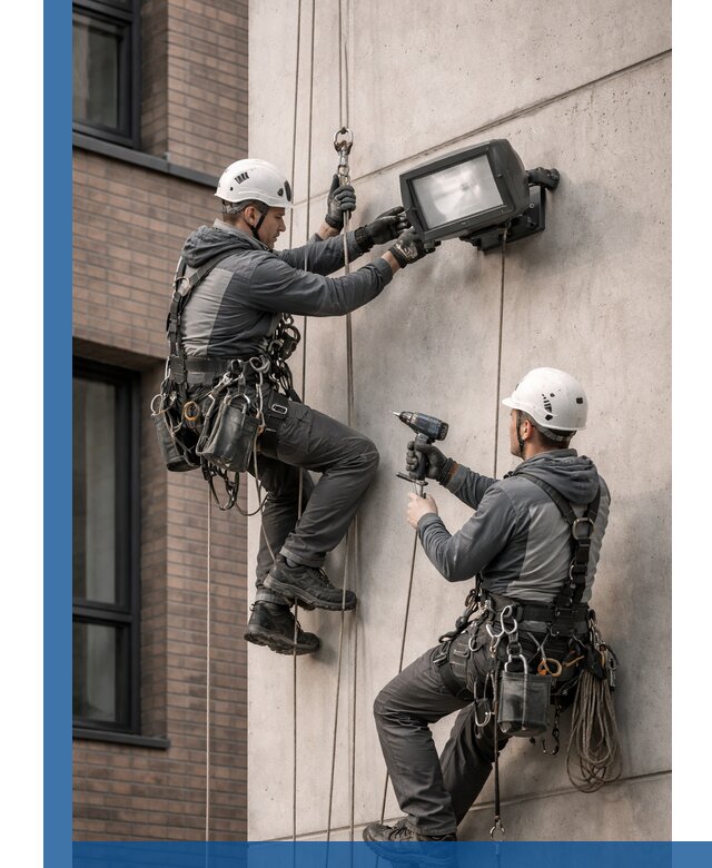 Профессиональный монтаж фасадных прожекторов в Кронштадте под ключ