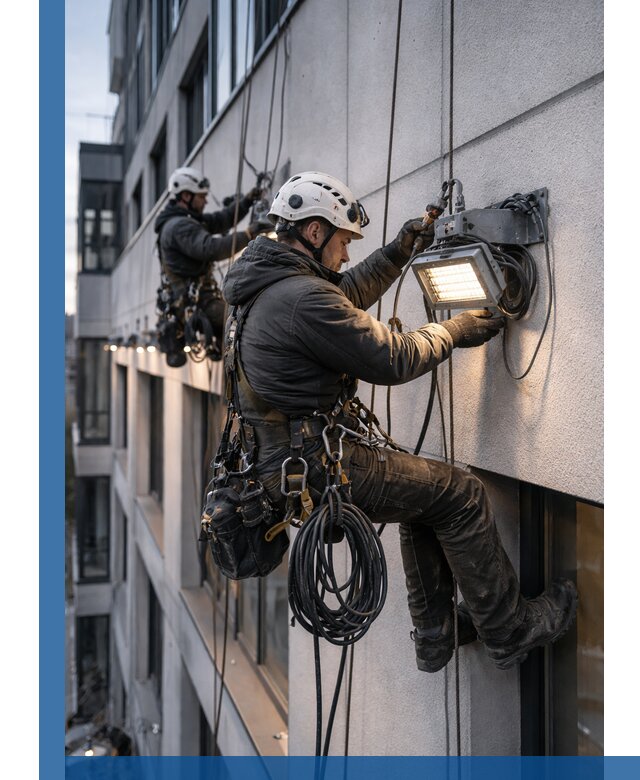 Монтаж фасадного освещения в Кронштадте установка и подключение