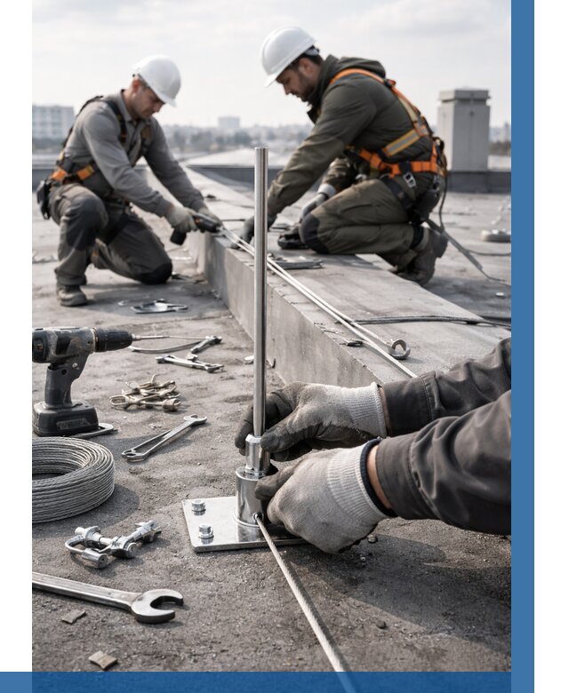 Монтаж молниезащиты на кровле в Кронштадте цена от 26085 р. | ВЫСОТНИК-Крн