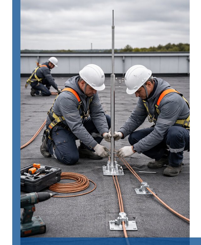 Монтаж молниезащиты на кровле в Кронштадте под ключ с гарантией