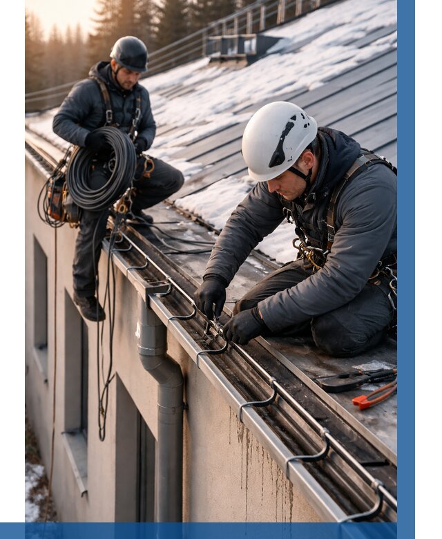 Монтаж греющего кабеля на кровле в Кронштадте от 470 р. | ВЫСОТНИК-Крн