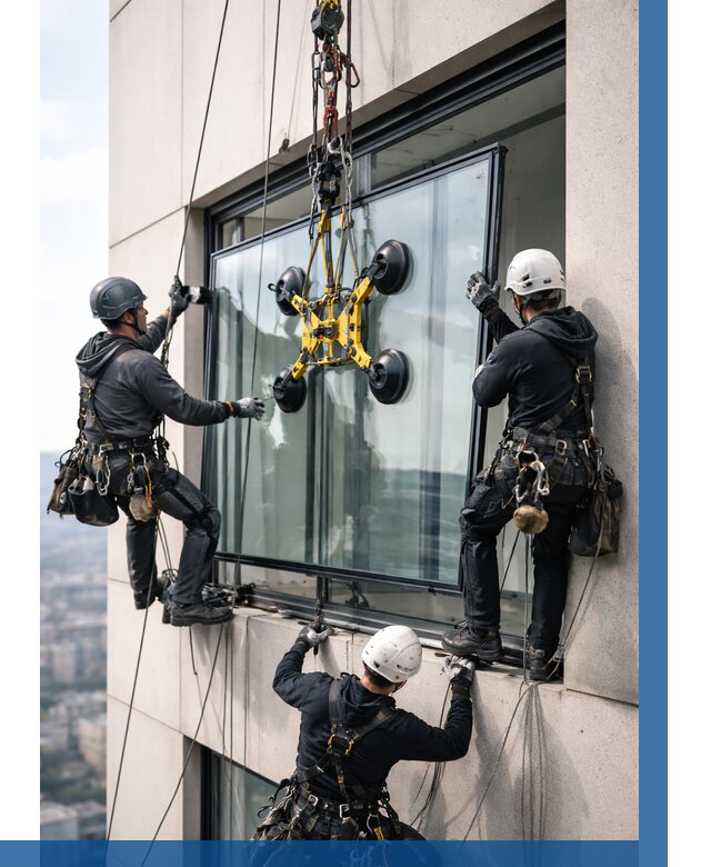 Монтаж стеклопакетов на высоте в Кронштадте от 3339 р. | ВЫСОТНИК-Крн