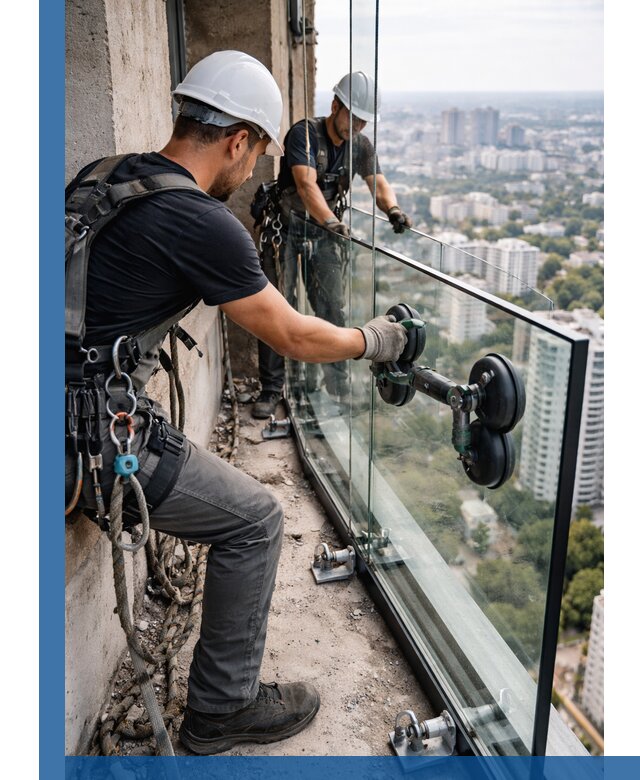 Монтаж стеклянных ограждений под ключ с гарантией в Кронштадте