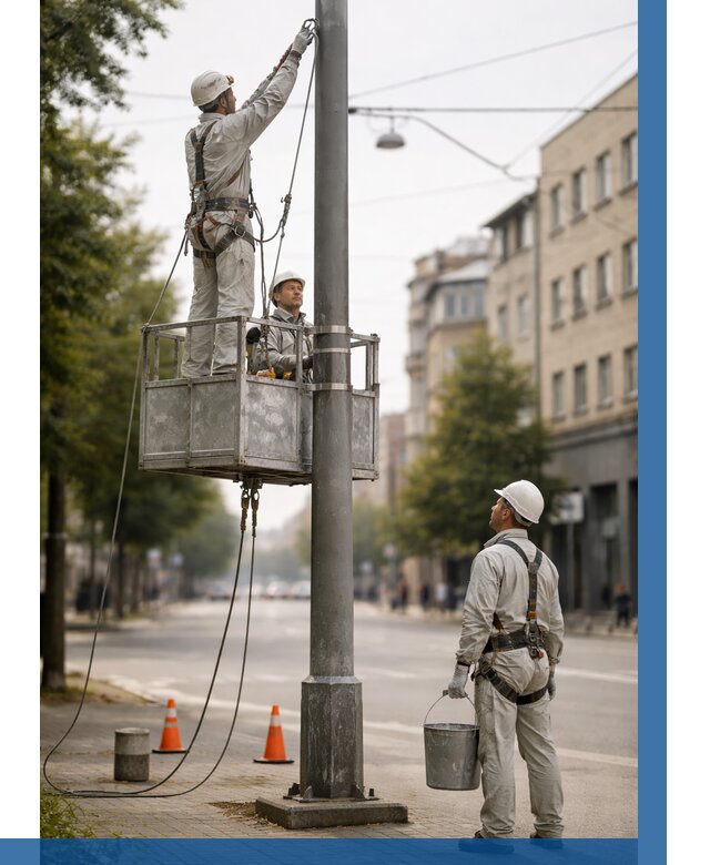 Покраска опор освещения в Кронштадте от 5217 р. | ВЫСОТНИК-Крн