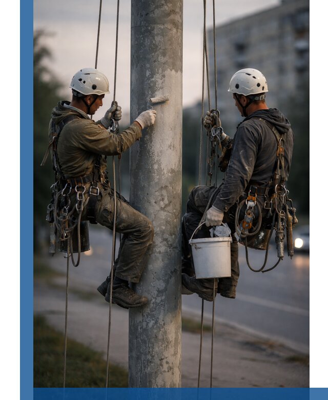 Покраска опор освещения и антикоррозийная защита в Кронштадте