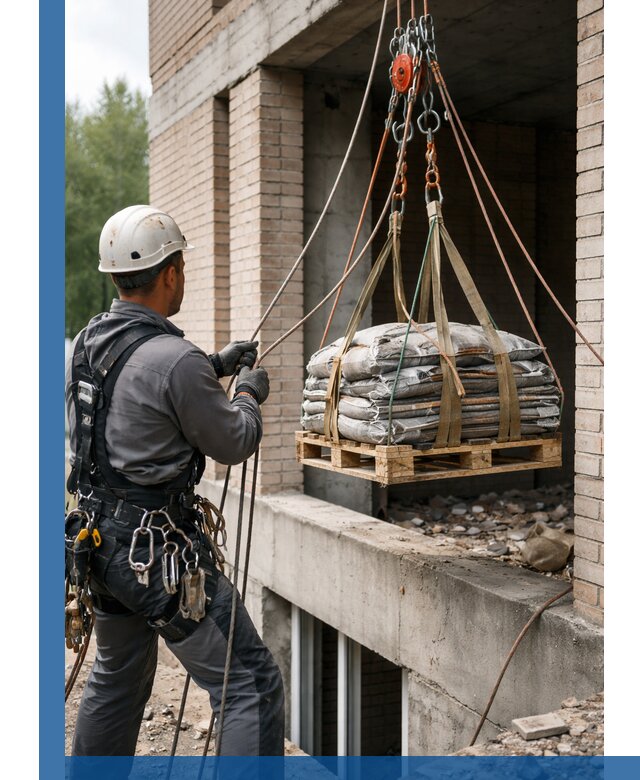 Подъем материалов на этаж веревками в Кронштадте оперативно