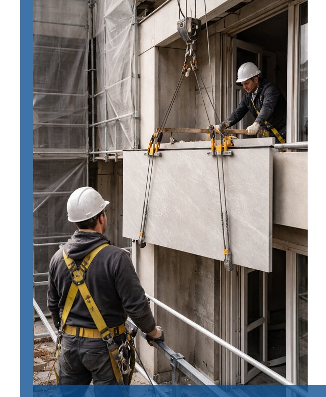 Подъем керамогранита на этаж в Кронштадте грузчиками и техникой