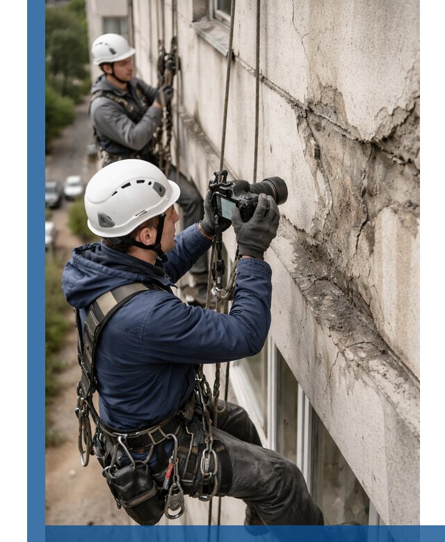 Фотофиксация дефектов фасада с высотной съемкой в Кронштадте