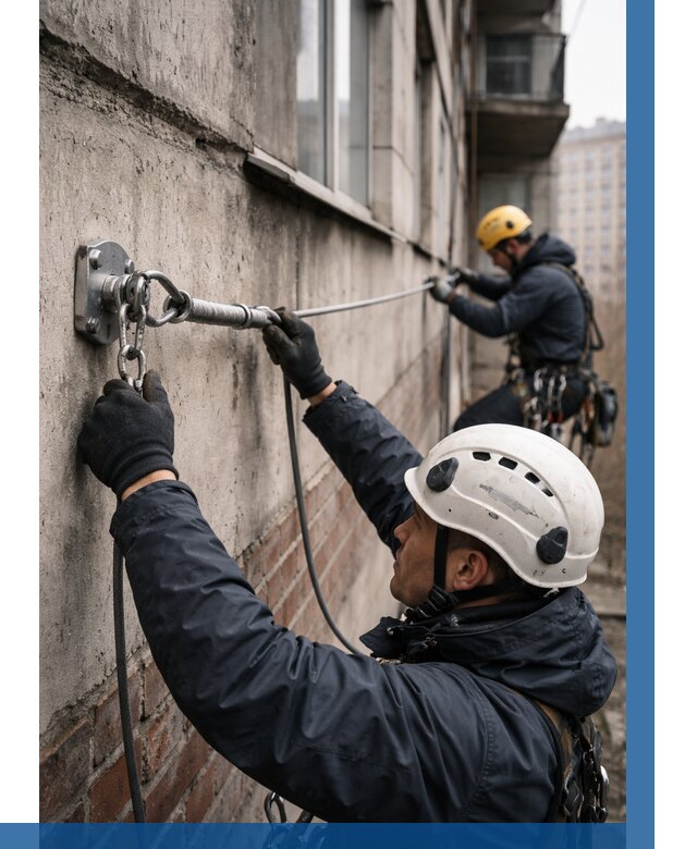 Монтаж анкерных линий в Кронштадте от 3130 р. | ВЫСОТНИК-Крн