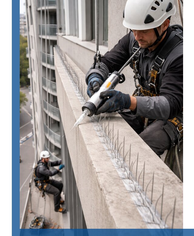 Установка шипов от птиц на фасадах и кровлях в Кронштадте